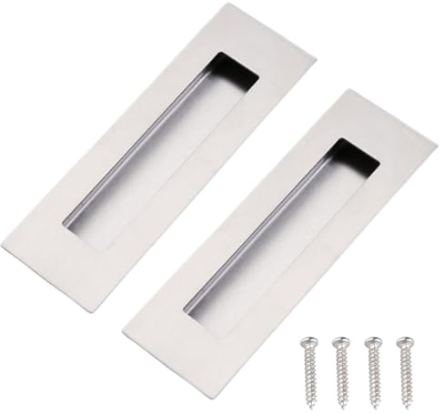 Pamtns 2 Piezas Tirador Puerta Corredera Tiradores Empotrados Ocultos Acero Inoxidable Manijas Tiradores Puerta Empotrados Acero Inoxidable Manijas Empotrados con Tornillos para Cajones Armarios