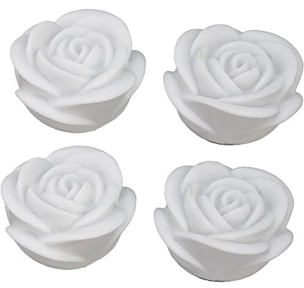 WOONEKY Notturne A Forma Di Rosa Confezione Da 4 Decorative Galleggianti Ad Energia Solare Bianche Per Ambientazioni Romantiche Matrimoni E Regali