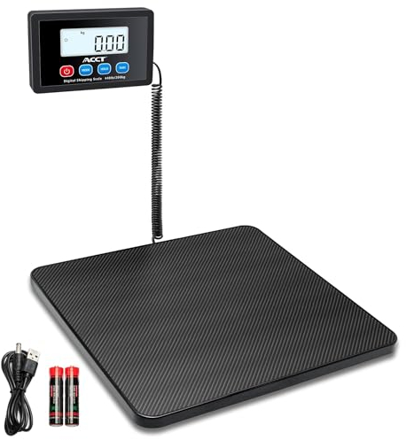 Briefwaage 400lb,10g genau Postwaage, Digitale Postwaage mit Hold/Auto-Off/Tara-Funktion, Versandwaage für Pakete/Kleingewerbe/Gepäck/Büro, Hochleistungswaage mit Batterien & Netzteil
