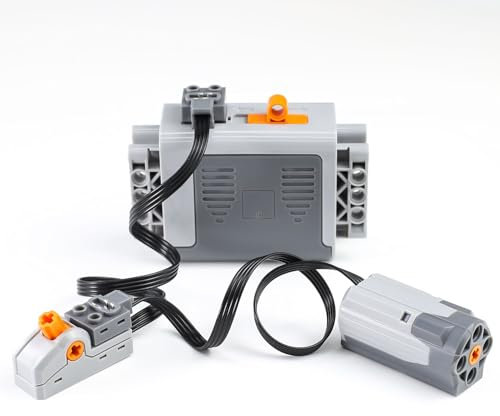 BrickBounty – Ensemble de 3 Fonctions d'alimentation avec Interrupteur de Commande du boîtier de Batterie AA du Moteur M, pièce Technique pour Bloc de Construction assemblé MOC