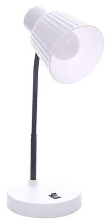 BEL AIR HOME Schreibtischlampe | Metall, Höhe 40 cm, Sockel 15 cm | Ein-/Ausschalter, ideal für Büro und Nachttisch | E-27, Dallas Weiß (Glühbirne nicht inklusive)