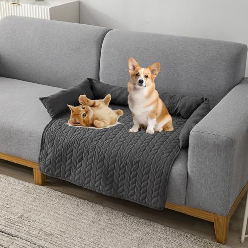OREZAUQS Dog Sofa Bed,Sofa Protectors from Pets,Couch Cover for Dogs,Dog Mat for Furniture Protector Pet Sofa Mat for Dogs, Dog Furniture Bed Sofa Cushion Washable (grau,75 * 75 * 15 cm)