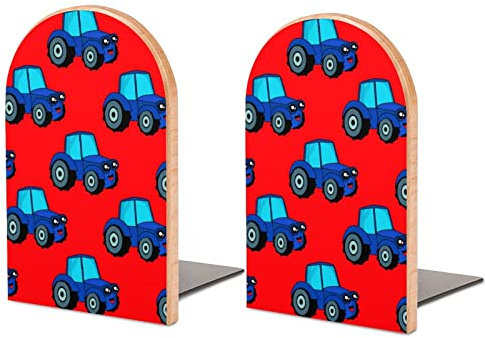 Lot de 2 Serre-Livres en Bois avec Motif de Voiture pour Enfants, Serre-Livres antidérapants pour Bureau, Maison, Cuisine, Serre-Livres pour Ranger des Livres 12,7 x 7,6 cm