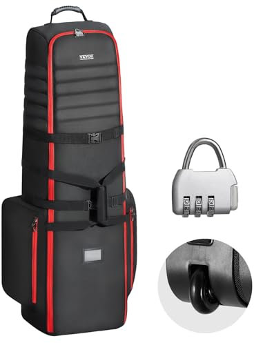VEVOR Golf Bag Golftasche, tragbare Golfwagentasche Golftasche, verschleißfeste, wasserdichte, gepolsterte Tasche aus 1800D-Polyester-Oxford, Faltbare Aufbewahrungstasche für Golfschläger, Schwarz