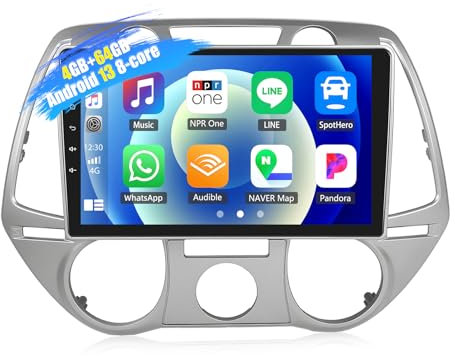 SIXWIN 4+64G 8-Core Android 13 Radio Coche para Hyundai i20 2008-2012, con CarPlay Android Auto DSP, 7 Pulgadas Pantalla Táctil,1280 * 720,con GPS WiFi BT USB FM RDS Radio Mirror Link