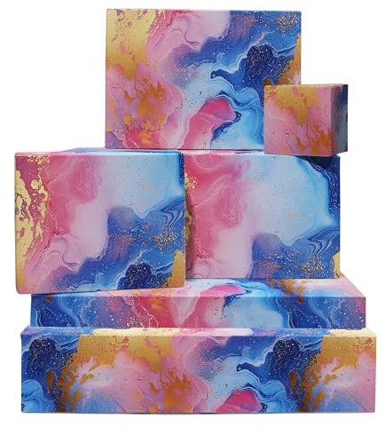 Geschenkpapier Marmor – rosa, blauer und goldener Marmor – 6 Blatt Geschenkpapier für Männer und Frauen – für Geburtstag, Jahrestag, Hochzeit – mit Aufklebern – von Central 23