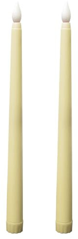 KARELLS LED Candle Sticks, Flameless Taper Candles, Battery Operated, Dusk to Dawn Outdoor Lighting, Reusable for Christmas Home Easter Wedding Decoration, 2PCS Beige [Energy Class A]