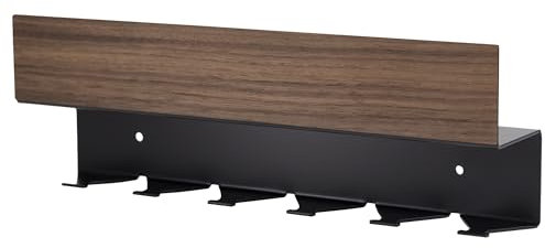 STREIFHOLZ Schlüsselbrett aus Holz mit Ablage für 6 Schlüssel, incl. Magnet Pinwand mit 3 Magneten für Notizen, Schlüsselalage modern für Flur, Diele, Eingang (Nussbaum)