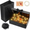 Idota Geschenkbox mit Deckel, Geschenkschachtel Schwarz, Geschenkkarton mit Schleife, Tasche, Farbband, Licht, Raffia, Grußkarten,Geschenkboxen für Hochzeit Geburtstag Weihnachten Jubiläum (Schwarz L)