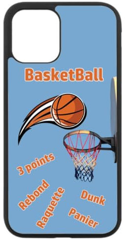 FunKaz Schutzhülle für iPhone 12 und 12 Pro – Fan Basketball, Dunk, Ballon, Korb, Schwarz, TPU