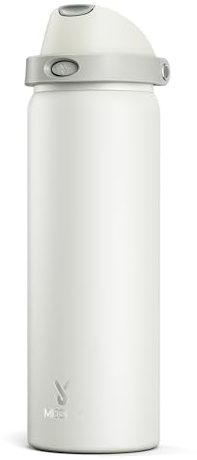 946ml Metal Water Bottle for Gym: Meoky Insulated Stainless Steel Water Bottle with 2-in-1 Lid - Leak Proof, Cold for 24 Hours, Protective Silicone Base, BPA-Free for Sports, Ivory
