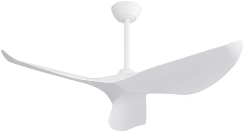 ComfortXL Ventilatore da soffitto 96 cm senza luce motore DC reversibile 6 velocità con telecomando per interni ed esterni, bianco opaco
