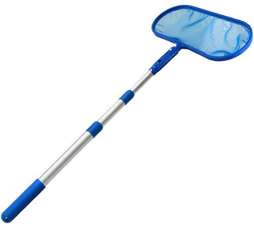 Crystals Pool Skimmer Net - Swimming Pool Net with Extendable Telescopic Pole - Fine Mesh Pond Skimmer for Fountain Tubs Spa Fish Tank