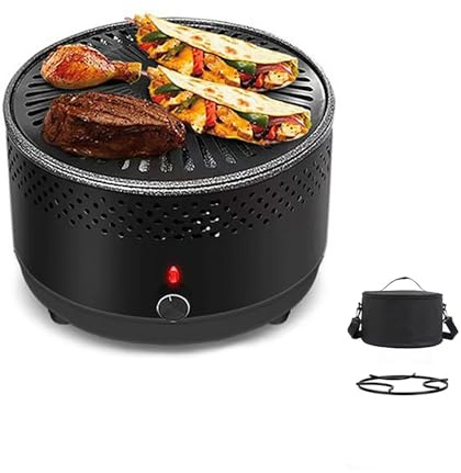 Tragbarer Grill, Holzkohlegrill, kleiner Tisch, Outdoor-Kochen, eingebauter elektrischer Ventilator mit Reisetasche, leicht zu reinigen, für Hinterhof, Camping, kommerzielle Nutzung
