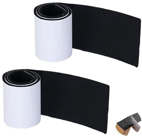 WUSJCOF 2 rouleaux de patins en feutre autocollants, bandes de feutre résistantes pour pieds de chaises et de meubles, découpables à la forme souhaitée, patins pour meubles (100 x 2 x 0,5 cm) (noir)