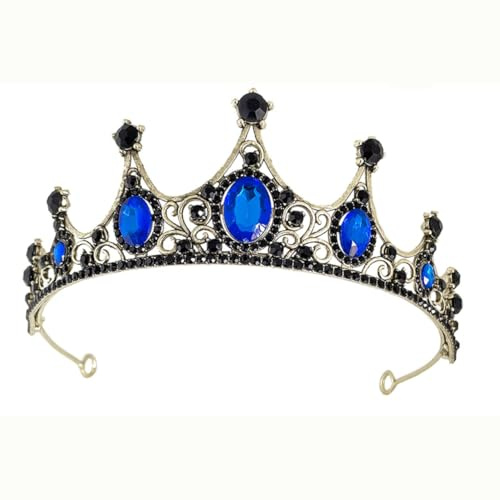 Ziranee Barockkrone,Blau Kristallkrone Neue Hochzeit Tiara mit Strasssteinen Braut Tiara Stirnband Gothic Style Kopfbedeckung für Tanz Party Hochzeit Festival Geburtstag Party