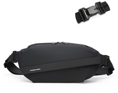 Bauchtasche Herren Wasserdicht – Kompakte Hüfttasche mit austauschbarem Magnetverschluss, 6-Fächer-Design & Atmungsaktivität, Gürteltasche für Reisen, Alltag & Sport, Schwarz