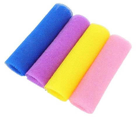 WRITWAA 4 Stück Mesh -Sauna -Handtuch Schrubben Sie das Handtuch zurück Körperpeelingtuch Japanisches Duschpeelingtuch Peeling-Waschlappen Duschwäscher für den Körper Peeling- Nylon