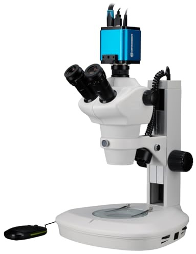 Bresser Stereo Microscope 8-50x Zoom LED Reflected Light 6.25x Zoom 105 mm Working Distance MikroCam PRO HDMI 5MP Camera Black