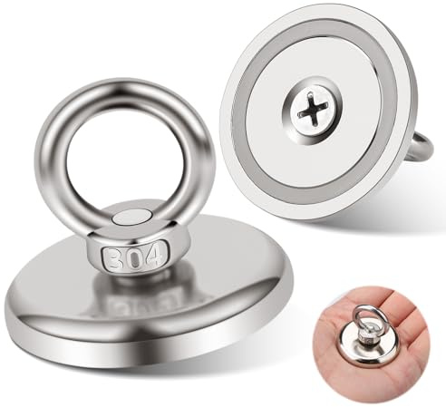 2 Stück 42mm Magnetfischen, Tragfähigkeit 50kg / 110lbs Magnete Stark | Magnet Stark, Neodym Magnet Extra Stark für Zuhause, Werkstatt, Teichbergung, Magnetangeln in Seen, Rasen, Ozean