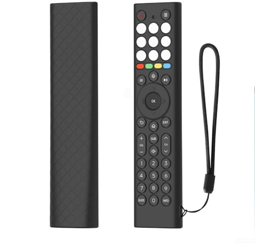 Funda de silicona para mando a distancia Hisense ERF2K38H EN2C36H - Funda protectora antideslizante a prueba de golpes con cordón (negro)