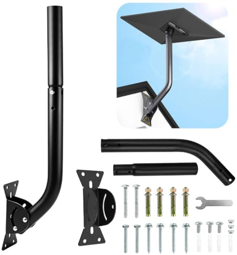 J Antenna Pole for Starlink Standard V3/4/4X Wall Mount, Universal Adjustable Antenna Wall Mount for Starlink Gen3, Wireless Bridge Mount, Outdoor Surveillance Camera Mount, with 21cm Extension Pole