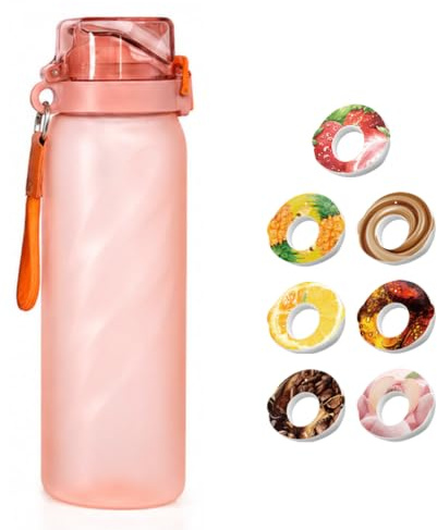 ZVD Gourde Sport,650ml éTanches Gourde Paille,éQuipé De Avec Dosettes En 7 Saveurs Et,Pods ParfuméS Pour Eau Aromatique 0 Sucre,Pour Gym,Randonné (E 1000ml)