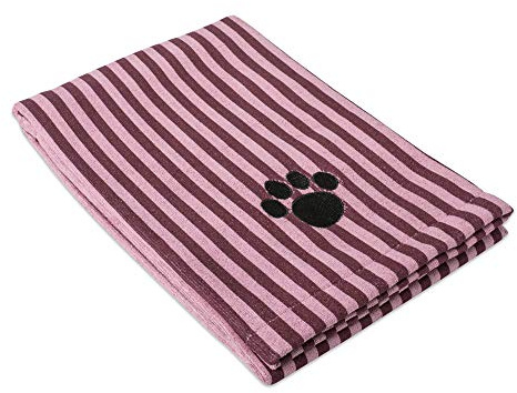 Bone Dry Pet Grooming Towel Collection Absorbent Microfiber X-Large, 41x23.5, Striped Cranberry