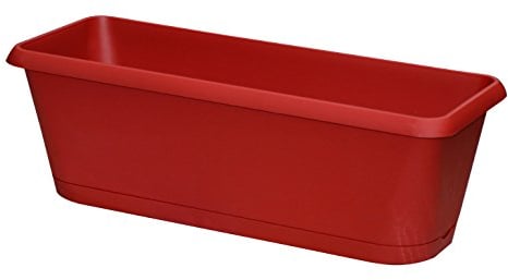 EDA - Jardinière Chorus 7,5 L - Plateau Clipsé avec Réserve d'eau - Drainage en Croix - 39,8 x 18,8 x 16,1 cm - Rouge Rubis