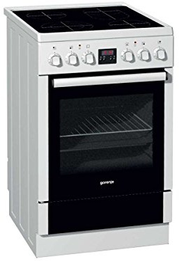 Gorenje EC 57320 AW Cuisinière électrique avec écran verre de cuisson en céramique/A/59 L/Blanc/avec minuterie/Cocotte Zone/Aqua Weiß