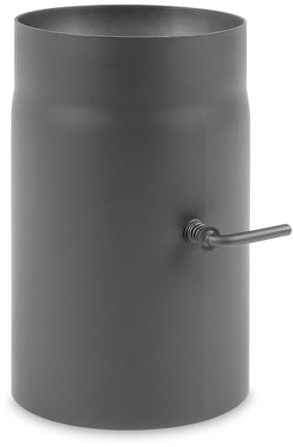 EWO Ofenrohr 150mm Durchmesser - Rauchrohr 25cm lang mit Drosselklappe (Gussgrau) - Feuerrohr 2 mm Stahlblech - Kaminrohr mit Senotherm-Beschichtung - rußbeständig, frost- & tauwechselbeständig