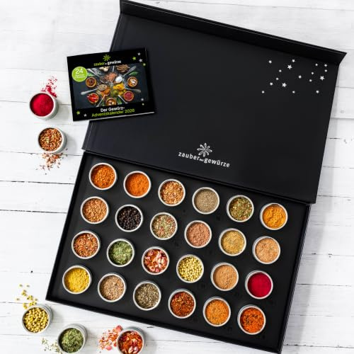 Zauber der Gewürze Gewürz Adventskalender 2026 | 24 hochwertige Gewürze mit passenden Rezepten in einer Rezeptbroschüre, Weihnachtskalender, Geschenk für Frauen & Männer