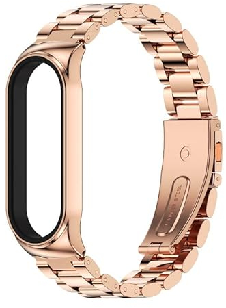 PINHEN Cinturino Compatible per Mi Band 6 - Acciaio Inox Inossidabile Braccialetto di Ricambio per Xiaomi Mi Band 6/5/4/3 Braccialetto (Rose)