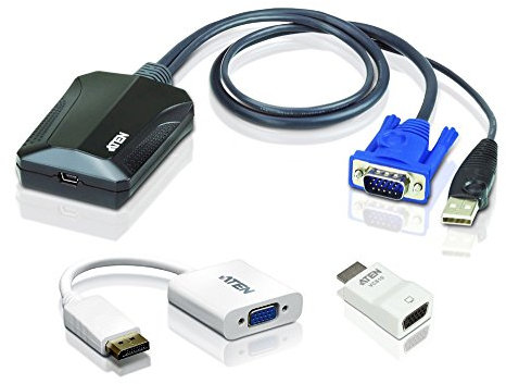 ATEN KVM - Adattatore per console KVM per computer portatile, 1920 x 1200 @60 Hz, bidirezionale, accesso istantaneo a livello di BIOS, plug-and-play per data center, server, computer, chioschi,