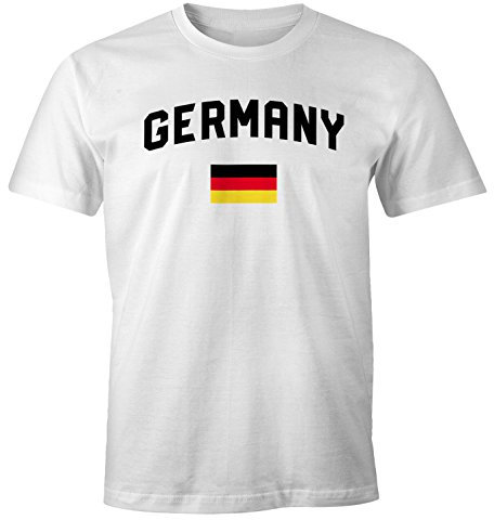 MoonWorks® Herren Deutschland Fan-Shirt T-Shirt Fußball WM EM Fan-Trikot Germany Weiss XS