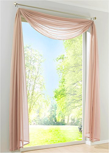 EZ GLAM Voile Querbehang Transparent Freihanddeko Gardinen 1PC Schals (H*B 145*600cm, Sand)