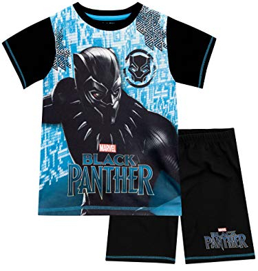 Marvel Black Panther Boys Pyjamas Black Age 10 to 11 Years