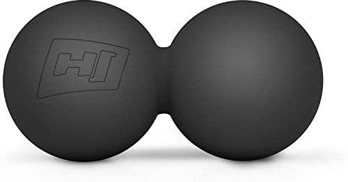 Hop-Sport Doppelter Massageball aus Silikon HS-S063MB 63mm Faszien-Ball zur Selbstmassage und Triggerpunkttherapie (Schwarz)