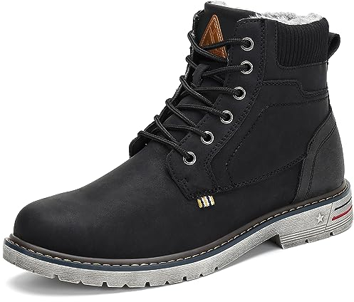 Mishansha Herren Winterschuhe Gefüttert Wasserdicht Winterstiefel Outdoor rutschfest Kurzschaft Stiefel Schwarz 46