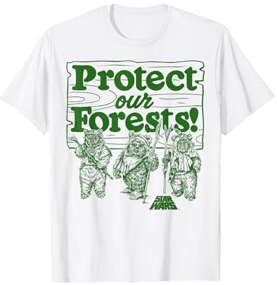 Star Wars Ewok Protect Our Forests Text T-Shirt