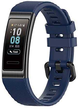 Yikamosi Compatible With Huawei Band 3 Pro/4 Pro,Soft Silicone Stainless Steel Clasp Tracker-Quick Replacement Bracelet Strap For Huawei Band 3 Pro/4 Pro(Drak blue)