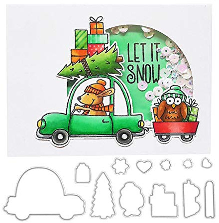 Lottoy Car Gifts Silikon Stempel und Stanzschablonen Set für DIY Kartenherstellung Scrapbooking Album, Fotoalbum Dekoration(Cutting Dies&Clear Stamp Seal)