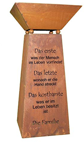 Rostikal | Dekosäule mit Pflanzschale | Gartendeko Rost Säule mit Familienspruch | In- und Outdoor | 72 cm hoch…