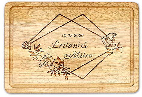 Personalised Wooden Chopping Board Oak Wooden Cheese Board Gifts for Wedding Anniversary Birthday Christmas Any Message Name Date Text Engraved(Design 2)