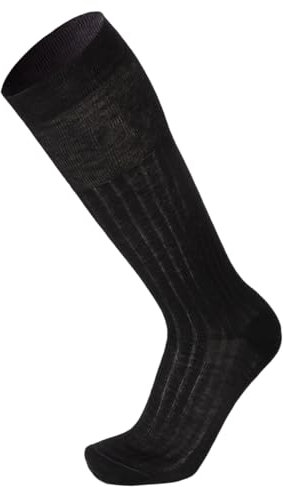 Prisco Calze Uomo Filo di Scozia Lunghe a Coste, Calzini Lunghi Cotone 100%, Tinta Unita, 6 Paia (42-43, Nero)