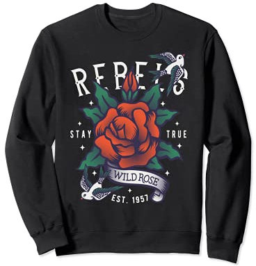 Rebellen bleiben wahr Wild Red Rose Vintage 1957 Tattoo Sweatshirt