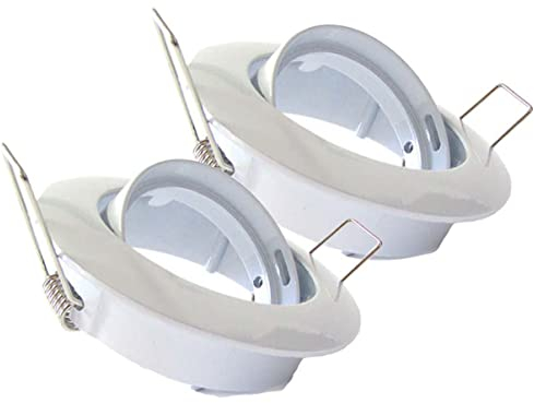 Set di 2 portalampada da incasso orientabile con molla, foro da 75 mm, per lampade LED GU10 e MR16 (bianco)