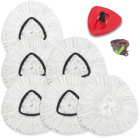 6 Pack Spin Mop Replacement Head,Compatible with O Ceda Easy Wring Swivel Spin Freedom Mop,for 1 Tank System Floor Cleaning,Easy Cleaning 100% Microfiber Mop Replace Heads Refills,Includes 1 Base