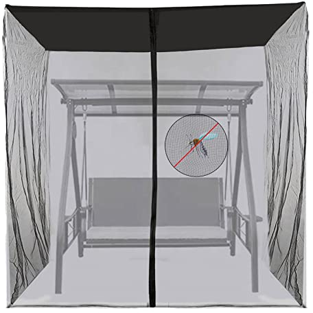 EEUK Moskitonetz Hollywoodschaukel, Mückennetz Insektenschutz mit Reißverschlussöffnung, Ersatzdach Dachbezug Dachplane Polyester Wasserfest(Size:185x125x200cm)