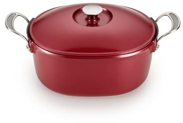 Olla de aluminio fundido de 6.3 cuartos de galón, color rojo